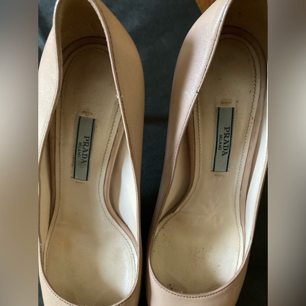 Size US 6 / EU 36 Prada Nude Beige Platform Leather Heels Pumps - Picture 3 of 10